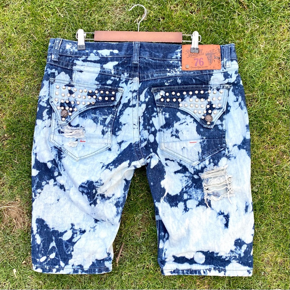 Heritage By America 76 Jean Shorts Studded Pockets 38 (E)